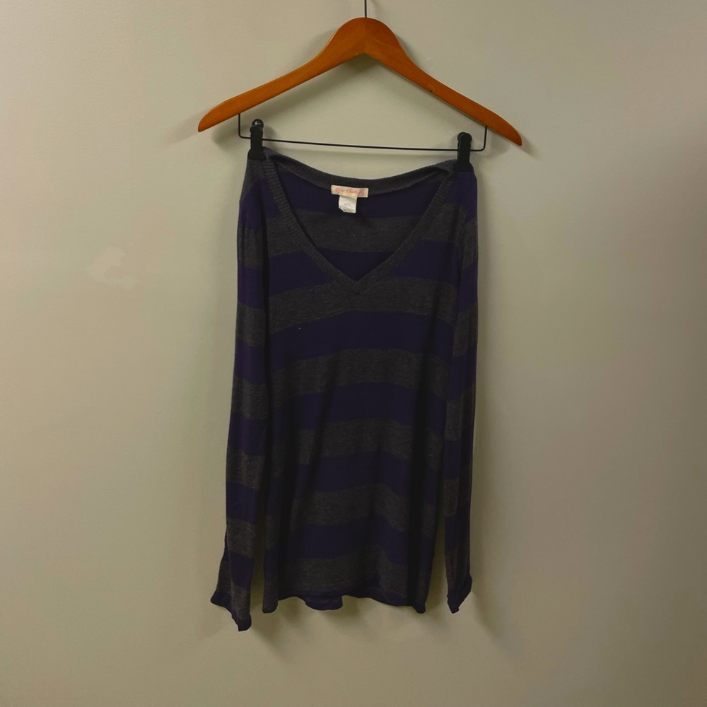 Gray & Purple Striped Long Sleeve